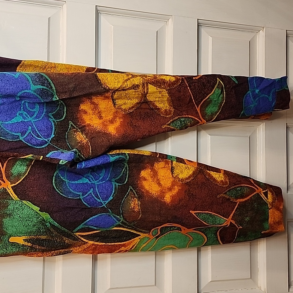JAMS WORLD Capris/ Pants Rayon Multicolor Vibrant Floral Abstract Pockets - Picture 9 of 13